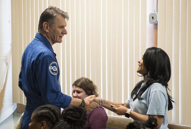 NASA image: Astronauts Bresnik and Nespoli at the Washington School for Girl