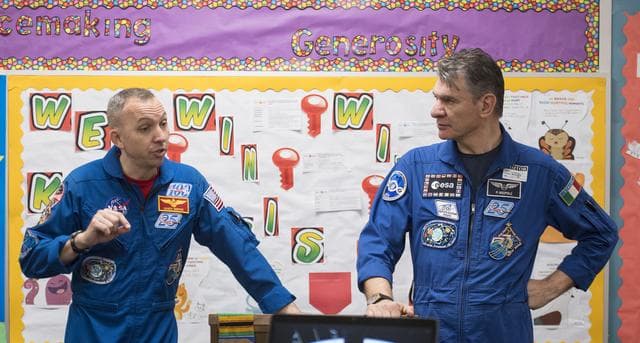 NASA image: Astronauts Bresnik and Nespoli at the Washington School for Girl