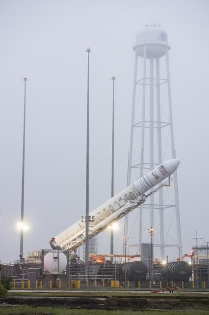 NASA image: Orbital ATK CRS-9 Raising on the Pad