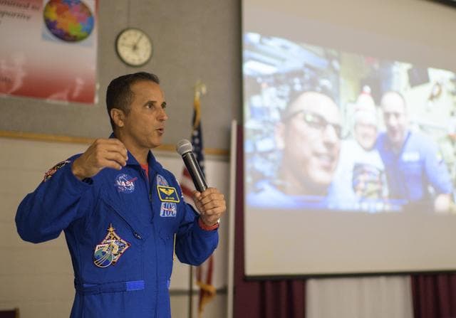 NASA image: Vande Hei and Acaba at Walt Whitman Middle School