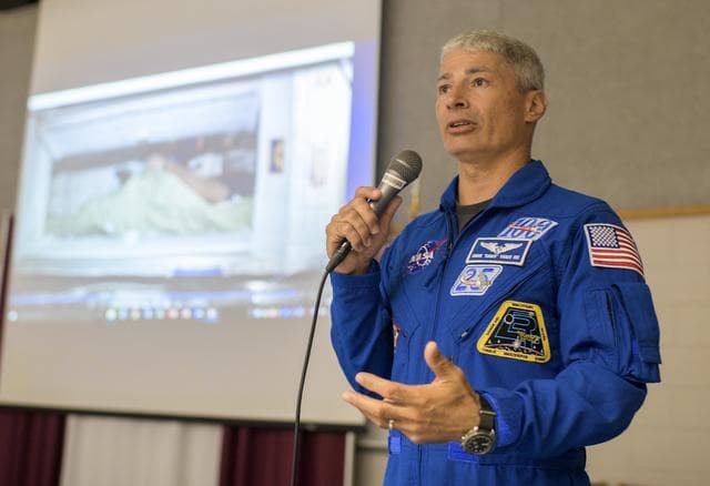 NASA image: Vande Hei and Acaba at Walt Whitman Middle School