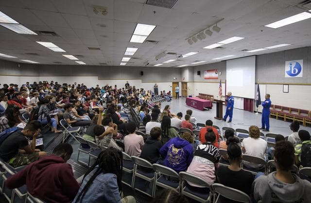 NASA image: Vande Hei and Acaba at Walt Whitman Middle School