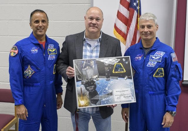 NASA image: Vande Hei and Acaba at Walt Whitman Middle School