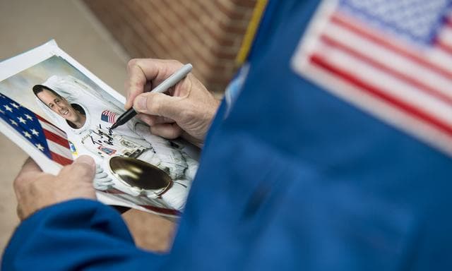NASA image: Astronaut Ricky Arnold at Baltimore Orioles Game