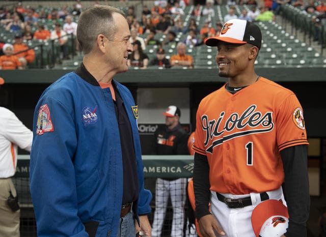NASA image: Astronaut Ricky Arnold at Baltimore Orioles Game