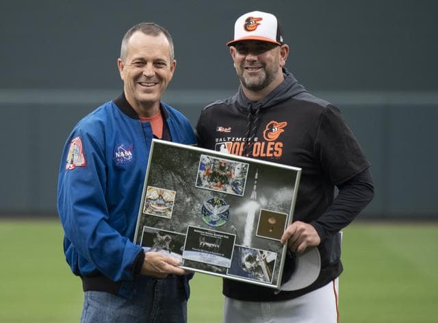 NASA image: Astronaut Ricky Arnold at Baltimore Orioles Game