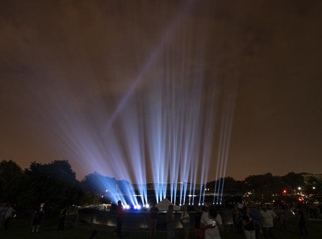 Apollo 11 Saturn V Rocket Projected On The Washington Monument