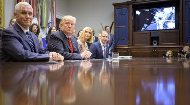 NASA image: President Trump Calls Astronauts During First All-Woman Spacewal