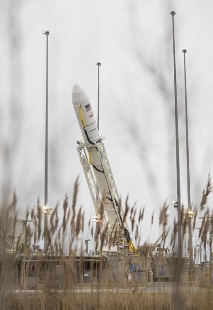 NASA image: Northrop Grumman Antares CRS-13 Lowered Into Horizontal Position