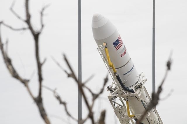 NASA image: Northrop Grumman Antares CRS-13 Lowered Into Horizontal Position