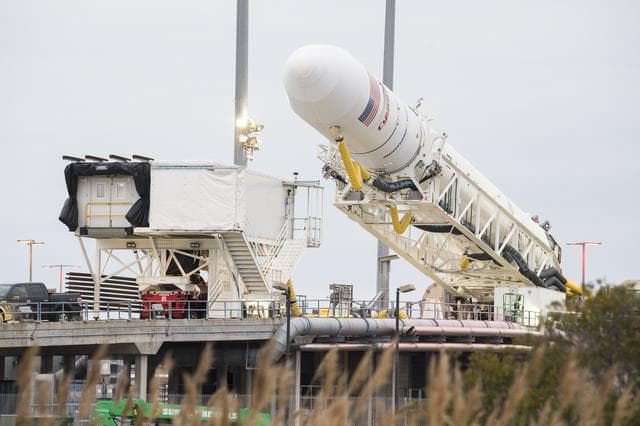 NASA image: Northrop Grumman Antares CRS-13 Lowered Into Horizontal Position