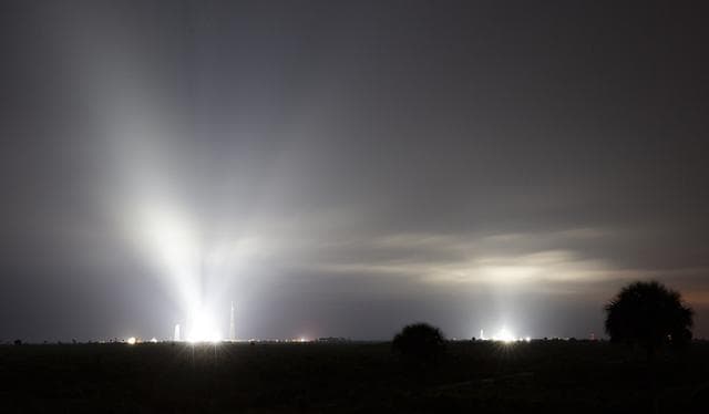 NASA image: NASA’s SLS and SpaceX’s Falcon 9 at Launch Complex 39A & 39B