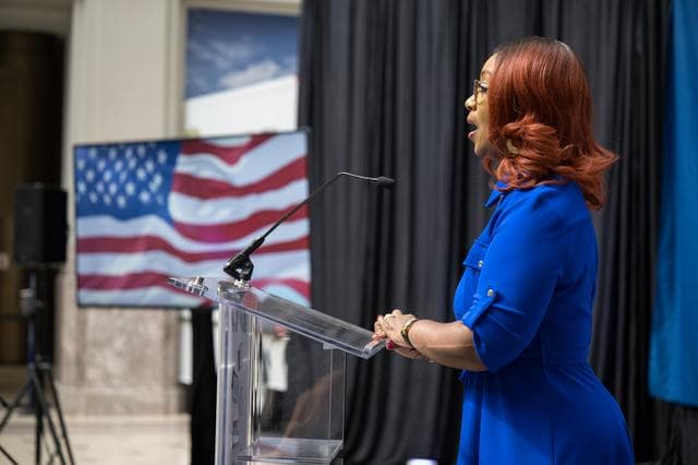 NASA image: JWST Stamp Issuance Ceremony
