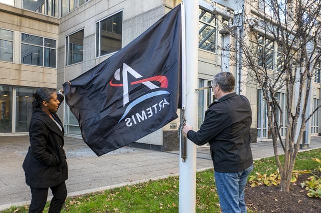 Artemis flag raising at NASA Headquarters