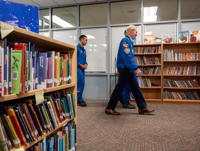 NASA image: NASA Astronauts visit Amidon-Bowen Elementary School