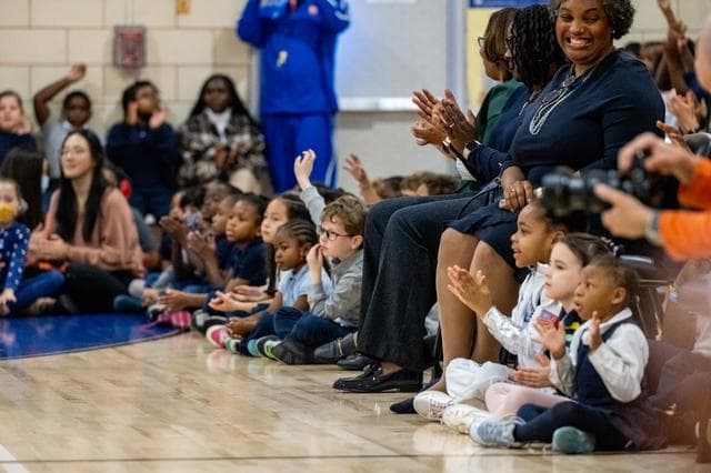 NASA image: NASA Astronauts visit Amidon-Bowen Elementary School