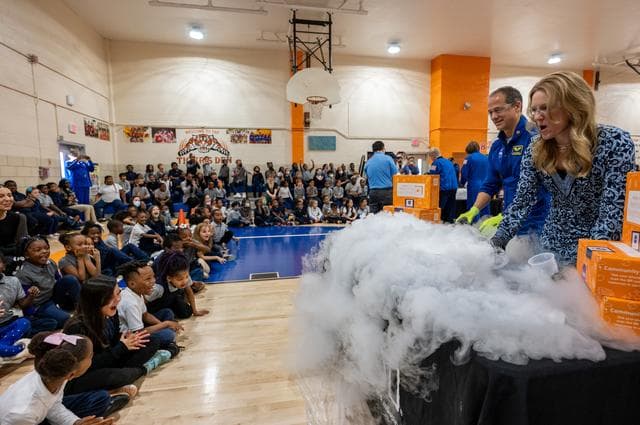 NASA image: NASA Astronauts visit Amidon-Bowen Elementary School