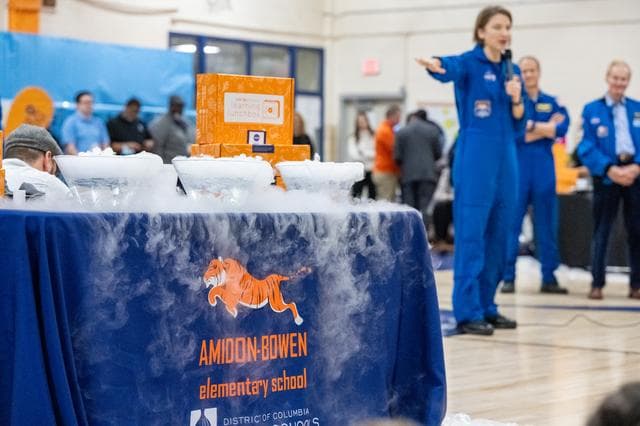 NASA image: NASA Astronauts visit Amidon-Bowen Elementary School