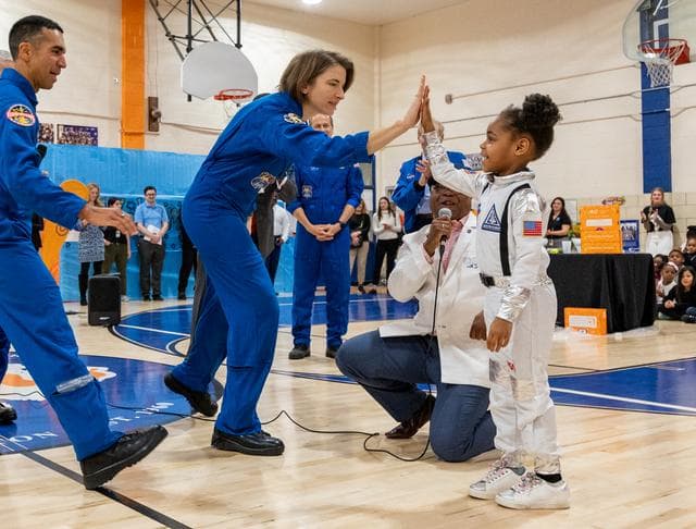 NASA image: NASA Astronauts visit Amidon-Bowen Elementary School