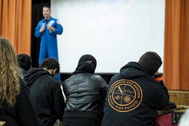 NASA image: NASA astronaut Kjell Lindgren visits DuVal High School