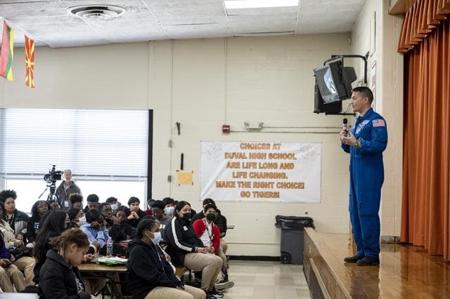 NASA image: NASA astronaut Kjell Lindgren visits DuVal High School