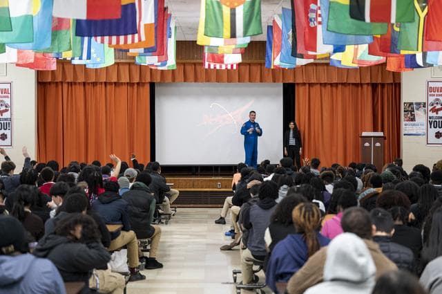 NASA image: NASA astronaut Kjell Lindgren visits DuVal High School