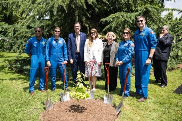 NASA image: Artemis II Astronauts Participate in Moon Tree Dedication Ceremo