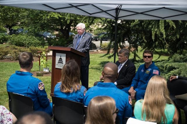 NASA image: Artemis II Astronauts Participate in Moon Tree Dedication Ceremo