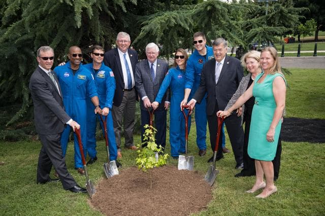 NASA image: Artemis II Astronauts Participate in Moon Tree Dedication Ceremo