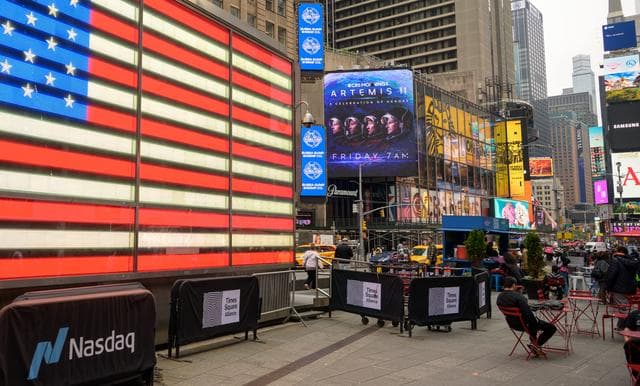NASA image: NASA Artemis II Crew Visits Times Square Skywalk