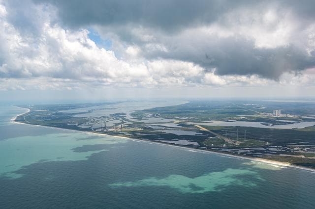 NASA image: Aerial view of Kennedy and Cape Canaveral