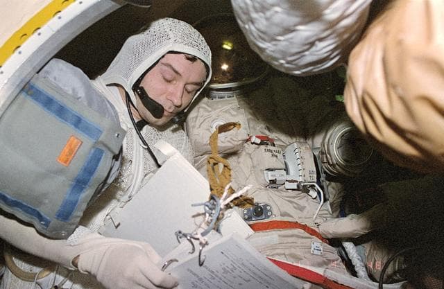 NASA image: Dezhurov prepares for EVA