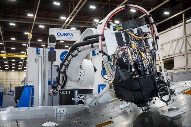 NASA image: SEG 410 Main Wing, COBRA Drillng Machine, Drilling Lower Wing Sk