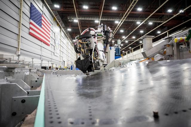 NASA image: SEG 410 Main Wing, COBRA Drillng Machine, Drilling Lower Wing Sk