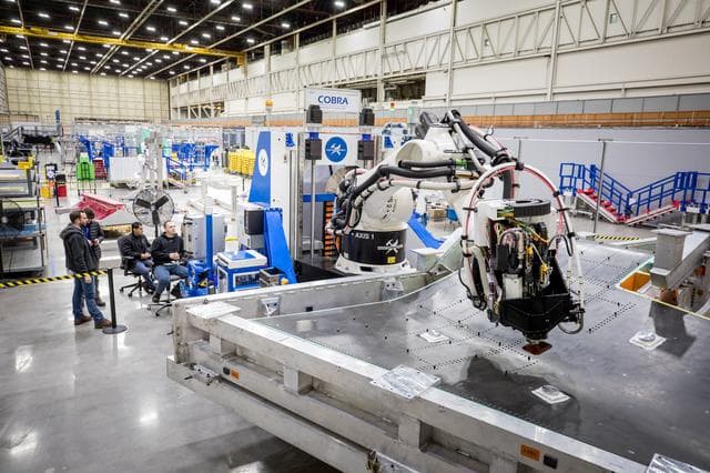 NASA image: SEG 410 Main Wing, COBRA Drillng Machine, Drilling Lower Wing Sk
