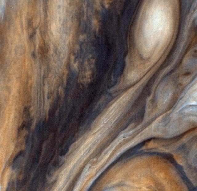 NASA image: Exaggerated Color East of the Great Red Spot