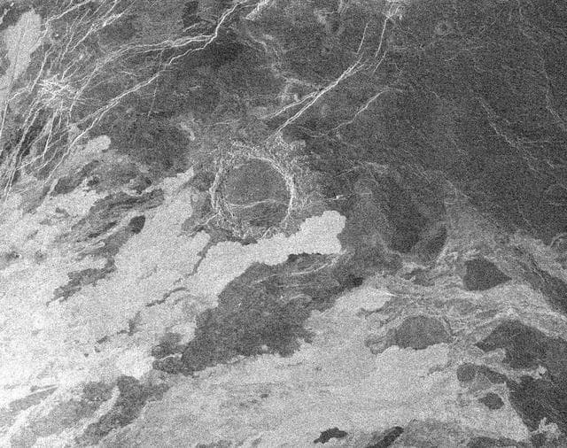 NASA image: East Part of Sapas Mons with Flooded Crater