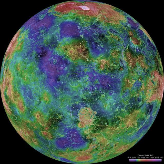 NASA image: Hemispheric View of Venus Centered at 0 Degrees East Longitude