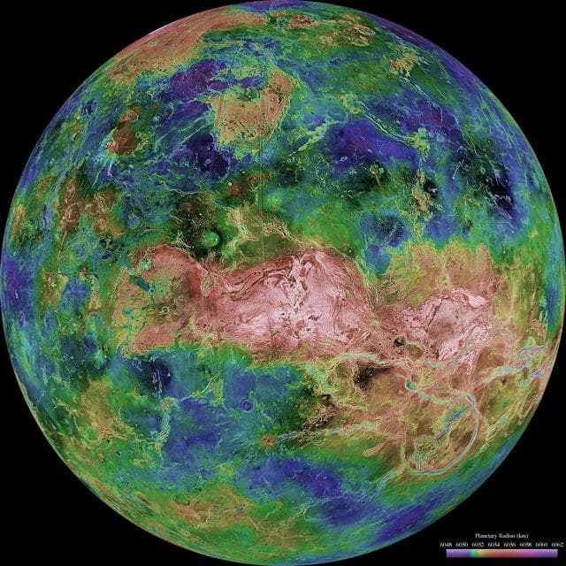 NASA image: Hemispheric View of Venus Centered at 90 Degrees East Longitude
