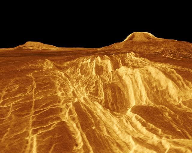 NASA image: Venus - False Color Perspective of Sif and Gula Mons