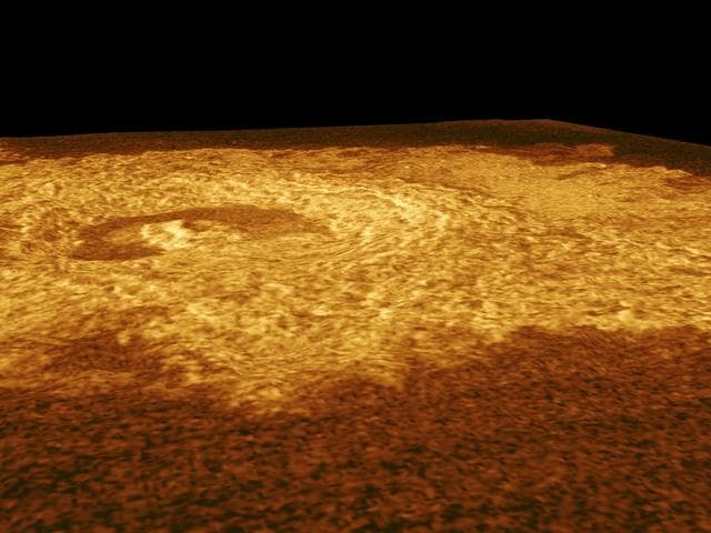 NASA image: Venus - Oblique View of Crater Riley