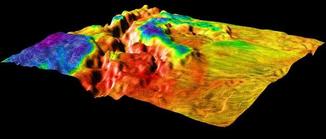 NASA image: Magellan Perspective View of Ovda Regio, 0° S, 129° E