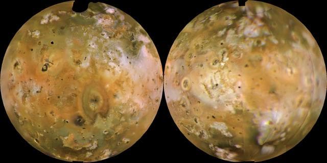 Io Shown in Lambertian Equal Area Projection and in Approximately Natural Color