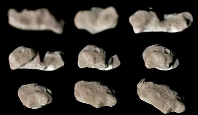 NASA image: Nine Galileo Views in Natural Color of Main-Belt Asteroid Ida