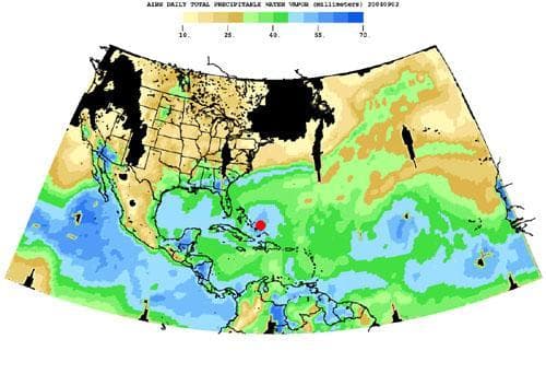 NASA image: Hurricane Frances as Observed by NASA Spaceborne Atmospheric Infrared   Sounder AIRS - Total Water Vapor Time Series
