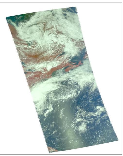 NASA image: Hurricane Alex,  located about 80 miles south-southeast of Charleston, South Carolina, as observed by NASA Spaceborne Atmospheric Infrared   Sounder AIRS.