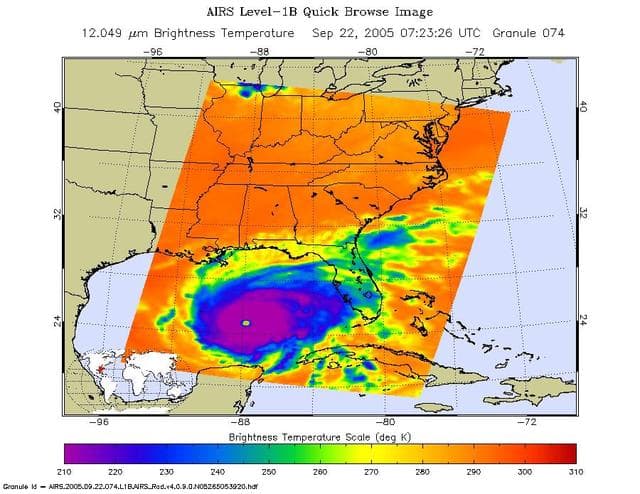 NASA image: Hurricane Rita as Observed by NASA Spaceborne Atmospheric Infrared Sounder AIRS