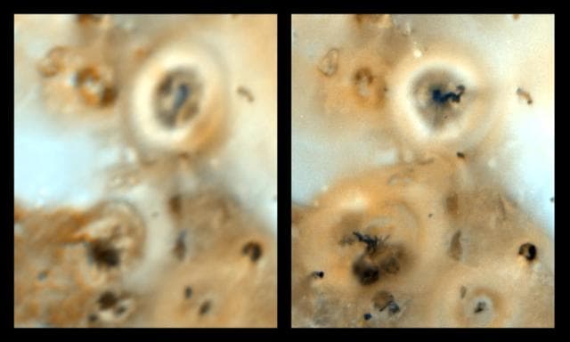 NASA image: Changing volcanoes on Io