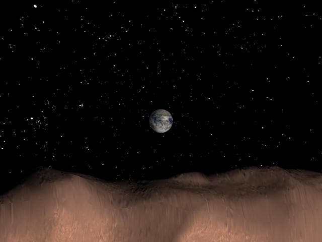 NASA image: Computer Generated View of Earth as seen from the Asteroid Toutatis