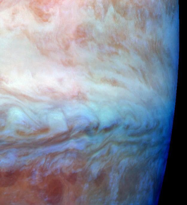 NASA image: False Color Mosaic of Jupiter Belt-Zone Boundary